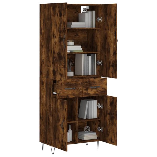 vidaXL Skř&iacute;ň highboard kouřov&yacute; dub 69,5 x 34 x 180 cm kompozitn&iacute; dřevo