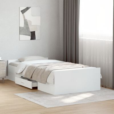 vidaXL Rám postele se zásuvkami bílý 75 x 190 cm kompozitní dřevo