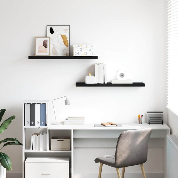 vidaXL Plovouc&iacute; n&aacute;stěnn&eacute; police 2 ks čern&eacute; 90 x 23,5 x 3,8 cm MDF