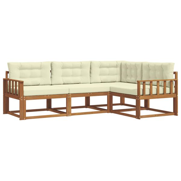 vidaXL Venkovn&iacute; pohovkov&aacute; souprava 4 pcs Přirozen&aacute; a Kr&eacute;mov&aacute;