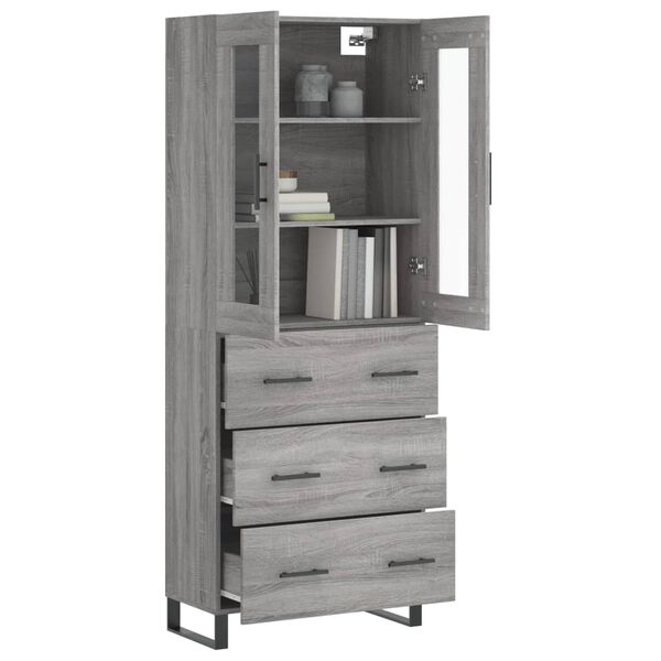 vidaXL Skř&iacute;ň highboard &scaron;ed&aacute; sonoma 69,5 x 34 x 180 cm kompozitn&iacute; dřevo