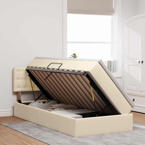 vidaXL Postel s &uacute;ložn&yacute;m prostorem a matrac&iacute; s čelo Kr&eacute;mov&aacute; 90 x 190 cm