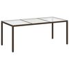vidaXL Zahradn&iacute; stůl hněd&yacute; 190 x 90 x 75 cm tvrzen&eacute; sklo a polyratan