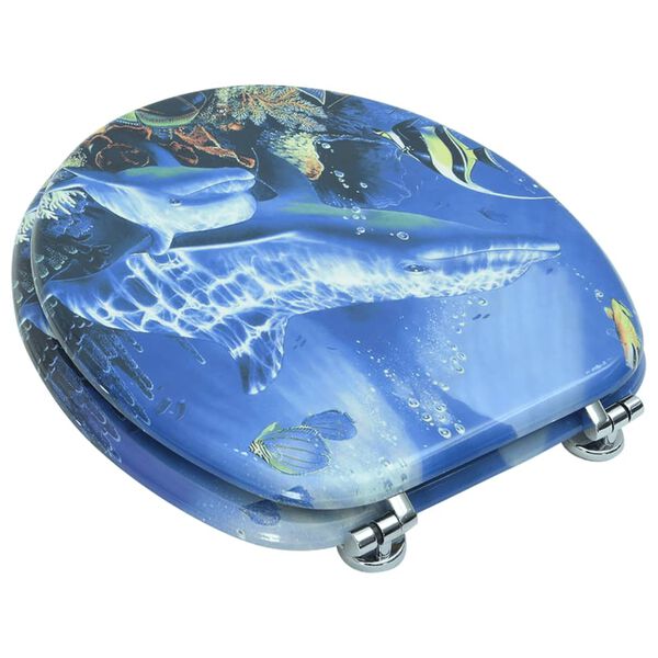 vidaXL WC sedátko MDF s víkem design delfíni