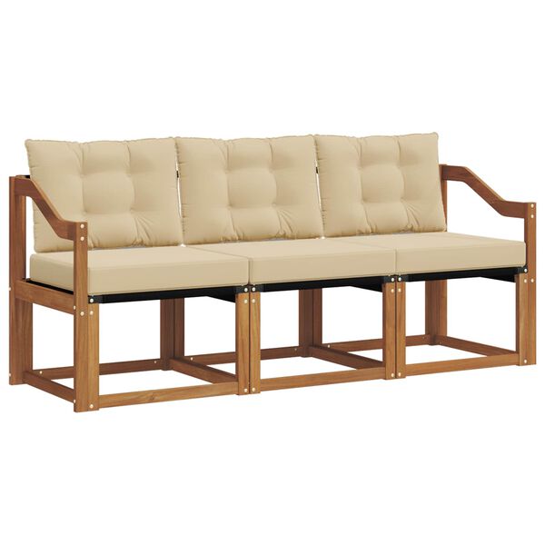 vidaXL Venkovn&iacute; pohovkov&aacute; souprava 3 pcs Přirozen&aacute; a B&eacute;žov&aacute;