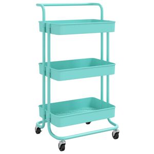 vidaXL Kuchyňsk&yacute; voz&iacute;k se 3 patry tyrkysov&yacute; 42x35x85 cm železo a ABS