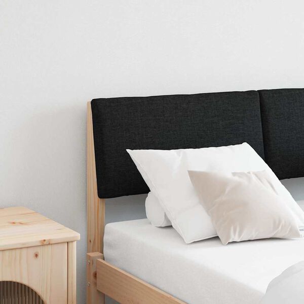 vidaXL Čalouněn&eacute; čelo postele Čern&aacute; 120 cm Masivn&iacute; borov&eacute; dřevo