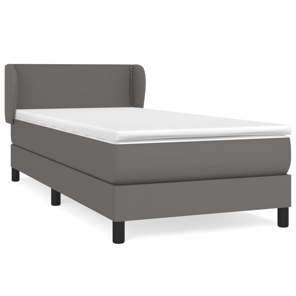 vidaXL Box spring postel s matrac&iacute; &scaron;ed&aacute; 90x190 cm uměl&aacute; kůže