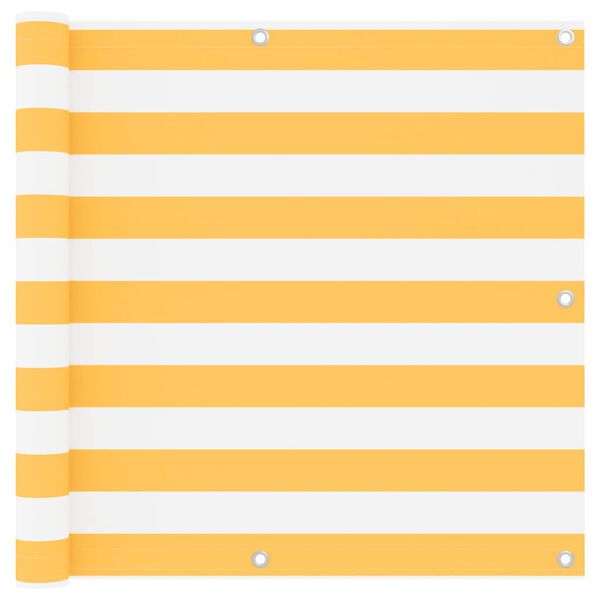 vidaXL Balk&oacute;nov&aacute; z&aacute;stěna b&iacute;l&aacute; a žlut&aacute; 90 x 400 cm oxfordsk&aacute; l&aacute;tka