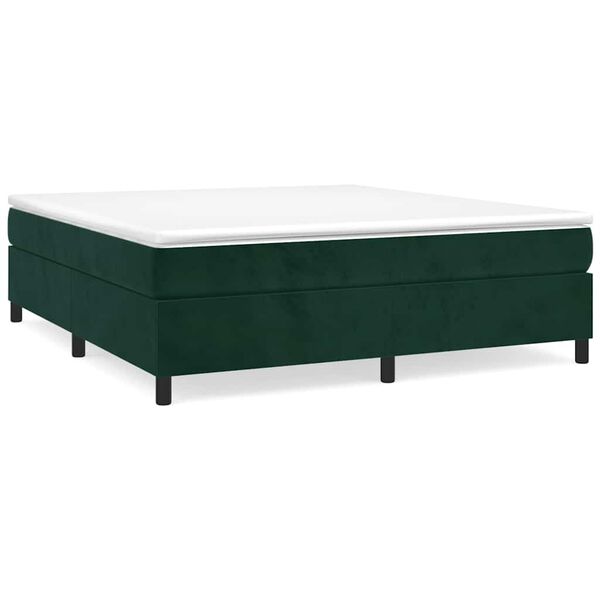 vidaXL Box spring postel s matrací tmavě zelená 200x200 cm samet