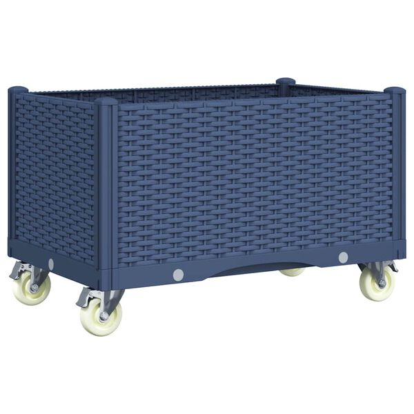 vidaXL Zahradn&iacute; truhl&iacute;k na kolečk&aacute;ch modr&aacute; &scaron;ed&aacute; 80 x 50 x 54 cm PP