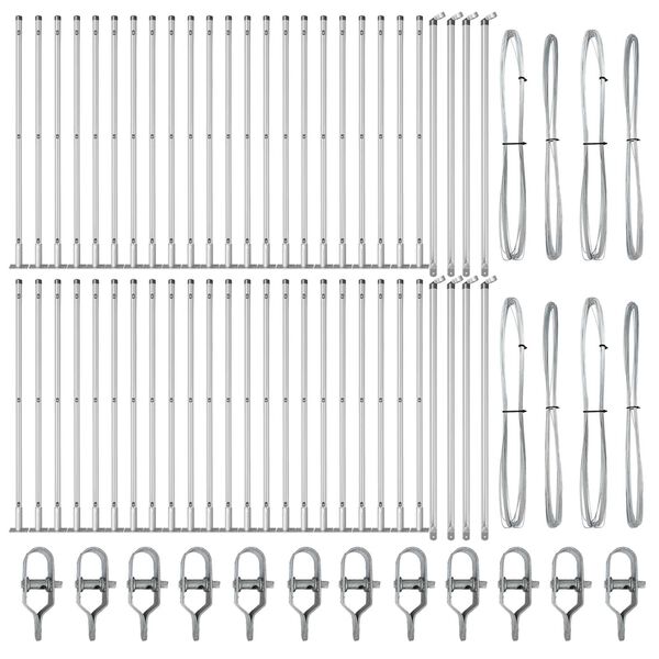 vidaXL Plotový sloupek. Jiný 52 pcs Šedá 3,2 x 3,2 x 90 cm Ocel