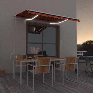 vidaXL Automatick&aacute; mark&yacute;za LED a senzor větru 350x250 cm oranžovohněd&aacute;