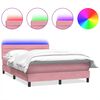 vidaXL Box spring postel s matrac&iacute; a LED růžov&aacute; 160x210 cm samet