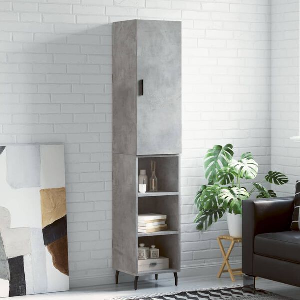 vidaXL Skř&iacute;ň highboard betonově &scaron;ed&aacute; 34,5x34x180 cm kompozitn&iacute; dřevo