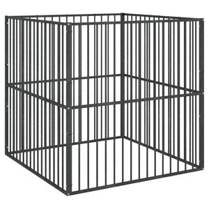 vidaXL Ohr&aacute;dka pro psy 4 panely čern&aacute; pozinkovan&aacute; ocel