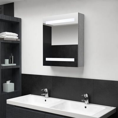 vidaXL LED koupelnová skříňka se zrcadlem betonově šedá 50x14x60 cm