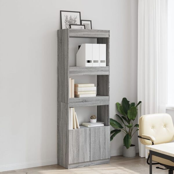 vidaXL Skř&iacute;ň highboard &scaron;ed&aacute; sonoma 63 x 33 x 180 cm kompozitn&iacute; dřevo