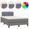 vidaXL Box spring postel s matrac&iacute; a LED tmavě &scaron;ed&aacute; 120x200 cm textil