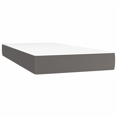 vidaXL Box spring postel s matrací a LED šedá 200x200 cm umělá kůže