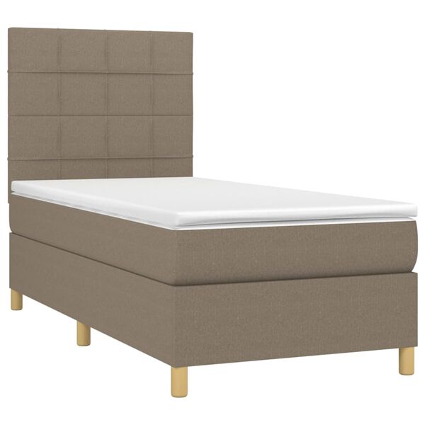 vidaXL Box spring postel s matrac&iacute; a LED taupe 80 x 200 cm textil