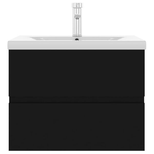 vidaXL Skř&iacute;ňka se z&aacute;pustn&yacute;m umyvadlem čern&aacute; kompozitn&iacute; dřevo