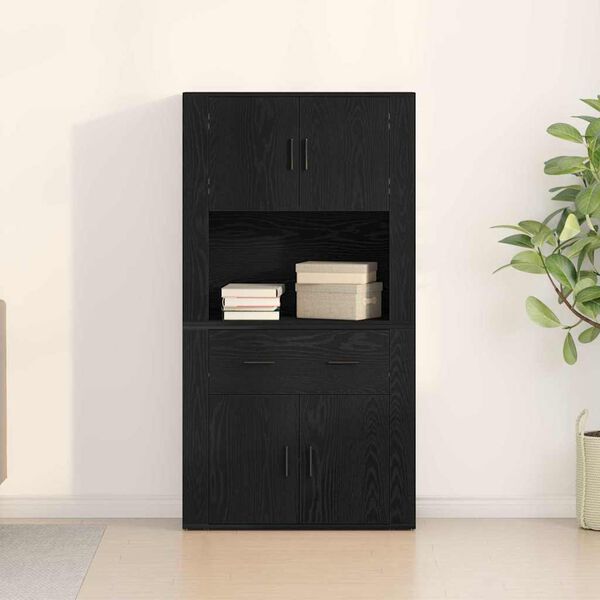 vidaXL Highboard Čern&yacute; dub 80 x 33 x 150 cm Kompozitn&iacute; dřevo