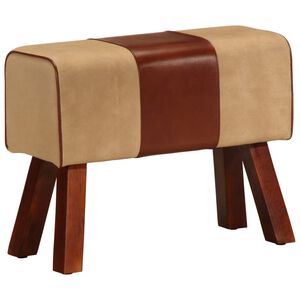 vidaXL Lavice gymnastick&yacute; kůň 58 cm hněd&aacute; prav&aacute; kůže a mangovn&iacute;k