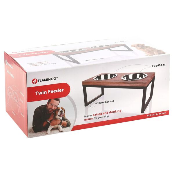 FLAMINGO Stojan se 2 miskami pro zv&iacute;řata Tommy 2x 1 600 ml