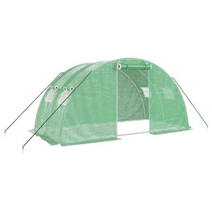 vidaXL Sklen&iacute;k s ocelov&yacute;m r&aacute;mem zelen&yacute; 8 m&sup2; 4 x 2 x 2 m