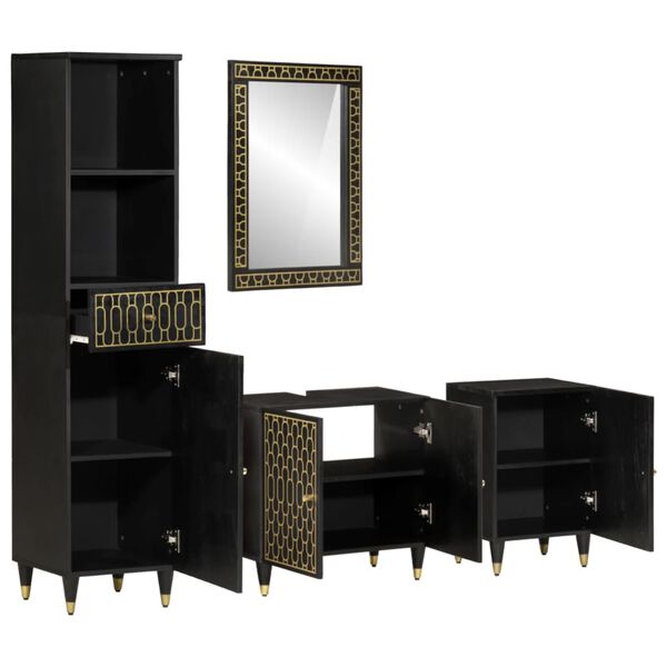 vidaXL 4d&iacute;ln&aacute; koupelnov&aacute; sestava masivn&iacute; mangovn&iacute;kov&eacute; dřevo