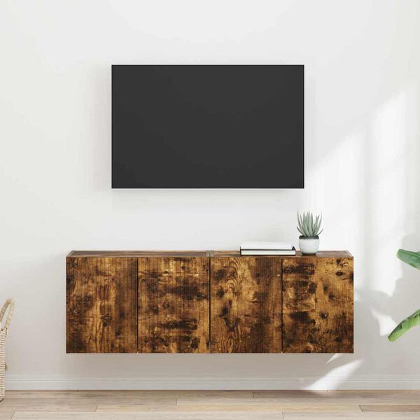 vidaXL TV wall cabinet N&aacute;stěnn&yacute; 2 pcs Kouřov&yacute; dub 59,5 x 31 x 40 cm