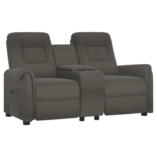 vidaXL 2m&iacute;stn&eacute; mas&aacute;žn&iacute; polohovac&iacute; křeslo s drž&aacute;kem n&aacute;pojů tmavě &scaron;ed&eacute;