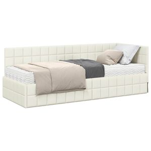 vidaXL Rohov&yacute; r&aacute;m postele s matrac&iacute; 2 ks Kr&eacute;mov&aacute; 80 x 200 cm samet