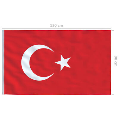 vidaXL Turecká vlajka a stožár hliník 6,2 m