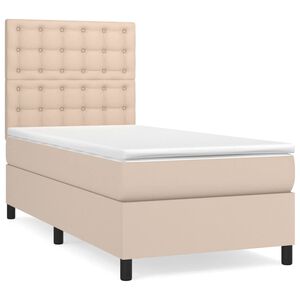 vidaXL Box spring postel s matrac&iacute; cappuccino 90x200 cm uměl&aacute; kůže