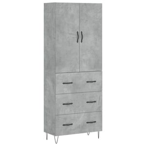 vidaXL Skř&iacute;ň highboard betonově &scaron;ed&aacute; 69,5x34x180 cm kompozitn&iacute; dřevo