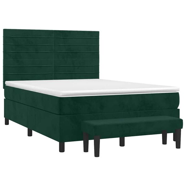 vidaXL Box spring postel s matrac&iacute; tmavě zelen&aacute; 140x200 cm samet