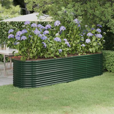 vidaXL Zahradní truhlík práškově lakovaná ocel 296 x 80 x 68 cm zelený