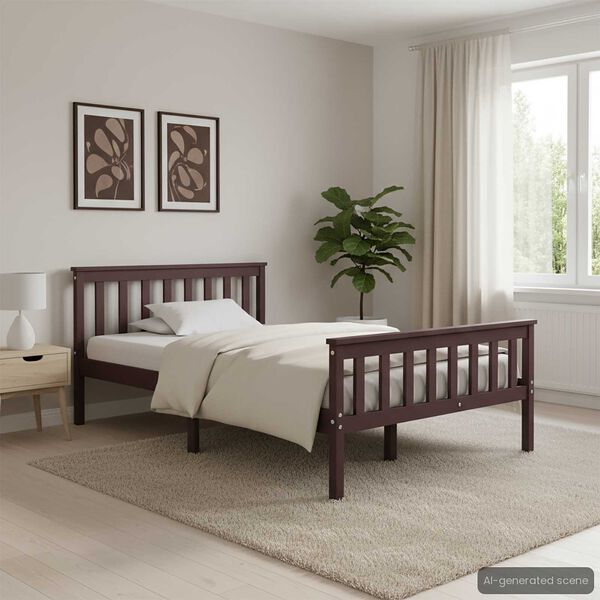 vidaXL R&aacute;m postele tmavě hněd&yacute; masivn&iacute; borovice 120 x 200 cm