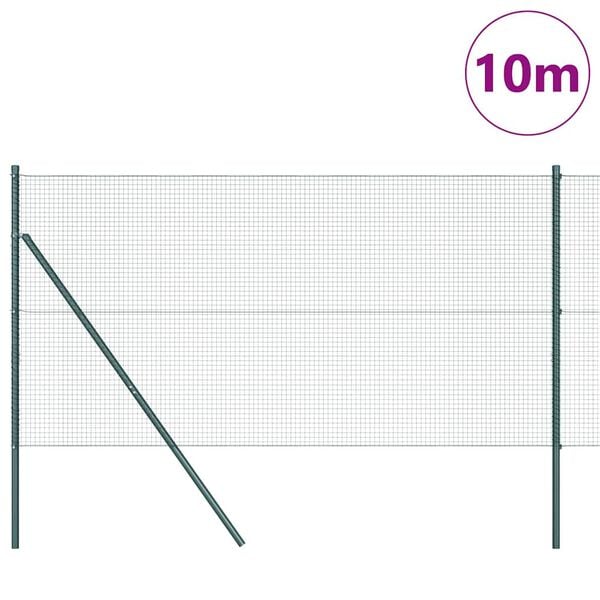 vidaXL Plotový sloupek. Zelená 10 x 1,4 m (síť 19 x 19 mm) Ocel a PVC