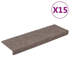 vidaXL Schodov&eacute; rohože samolepic&iacute; 15 ks 65 x 21 x 4 cm b&eacute;žov&eacute; s obd&eacute;ln&iacute;kov&yacute;m okrajem