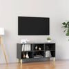 vidaXL TV stolek masivn&iacute; dřevěn&eacute; nohy vysok&yacute; lesk &scaron;ed&yacute; 103,5x30x50cm