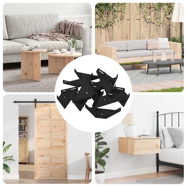 vidaXL Rohov&aacute; konzole 12 pcs Čern&aacute; 138,5 x 50,5 x 16 mm Železo