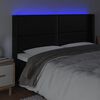 vidaXL Čelo postele s LED čern&eacute; 203 x 16 x 118/128 cm uměl&aacute; kůže