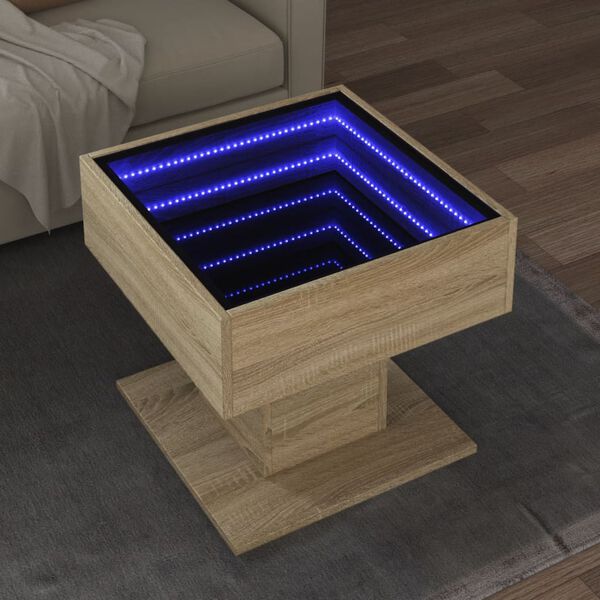 vidaXL Konferenčn&iacute; stolek s LED dub sonoma 50 x 50 x 45 cm kompozit