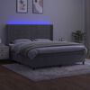 vidaXL Box spring postel s matrac&iacute; a LED světle &scaron;ed&aacute; 180x200 cm samet