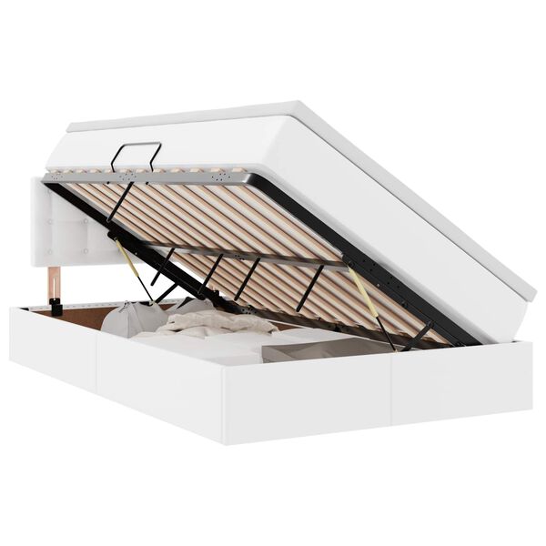 vidaXL Postel s &uacute;ložn&yacute;m prostorem a matrac&iacute; s čelo B&iacute;l&aacute; 120 x 190 cm