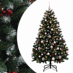vidaXL Uměl&yacute; v&aacute;nočn&iacute; stromek zelen&yacute; s ozdobami 150 cm 150 LED