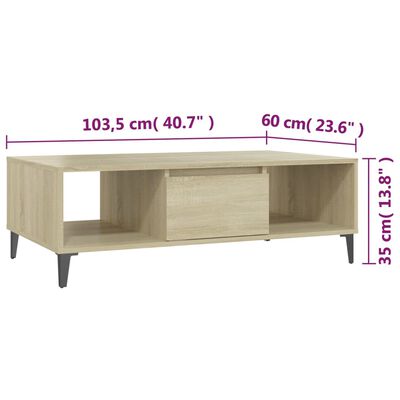 vidaXL Konferenční stolek dub sonoma 103,5 x 60 x 35 cm dřevotříska